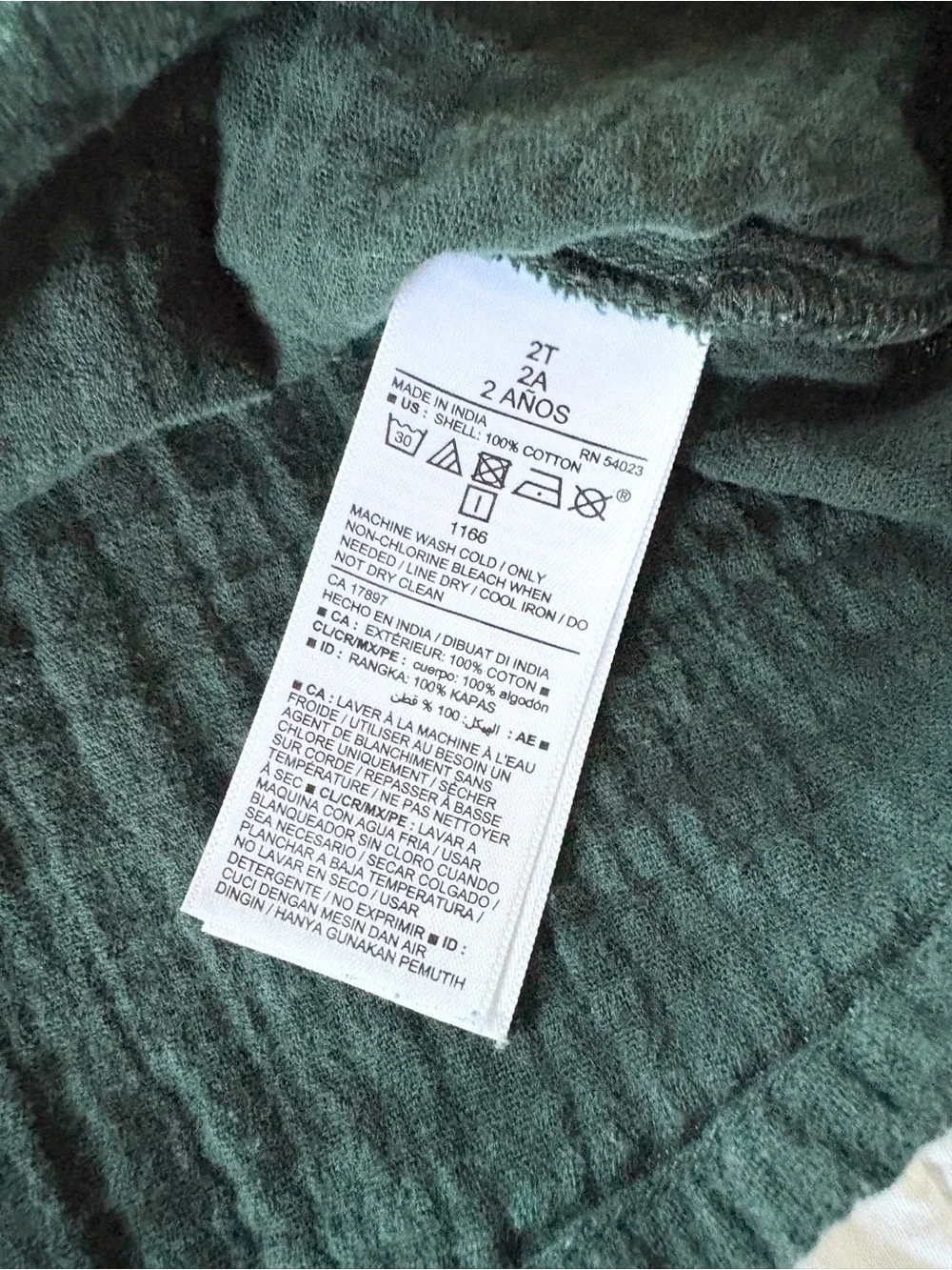 Old Navy Dark Green Ruffle Collar Top - Muslin Cotton - Toddler Girls Size 2T